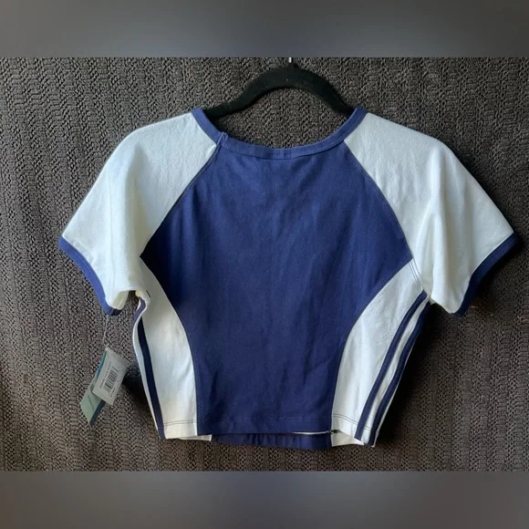 Adidas Women's Navy and White Workout Short Sleeve Tee - Picture 10 of 11